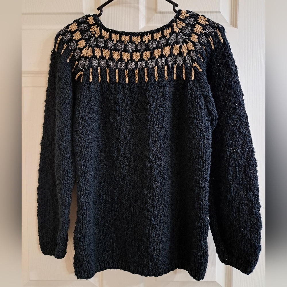 Vintage Liz Claiborne Sweater Womens‎ Medium Silk Ramie Chunky Knit Metallic NEW